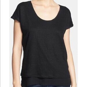 VINCE double layer Silk and Linen Mixed Media Top Shirt Medium